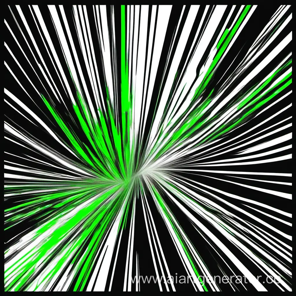 Abstract-Art-Dynamic-Black-White-and-Green-Streaks-Composition