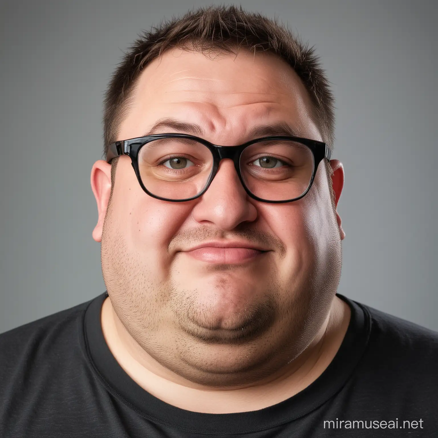 Portly Man with Unattractive Facial Features Wearing Glasses