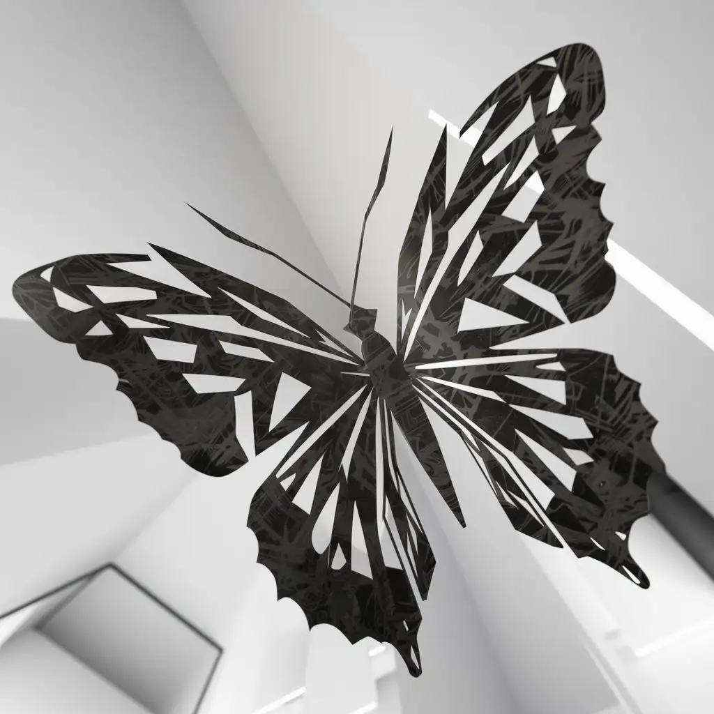 stylized bw butterfly, up view