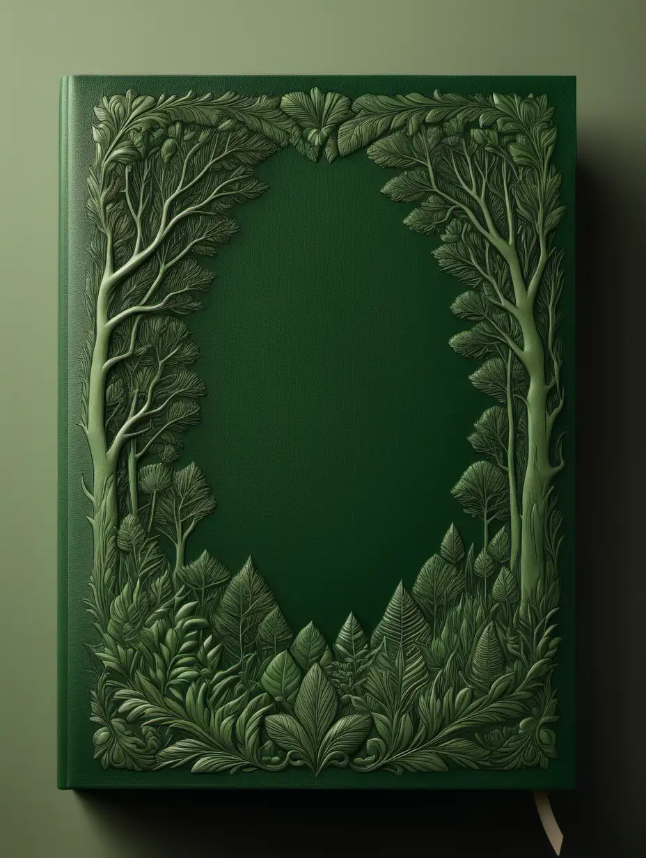 Elegant Leather Blank Book Cover in Verdant Forest Palette