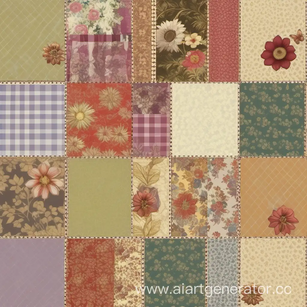 Vibrant-Floral-Colored-Patchwork-Wallpaper-Design