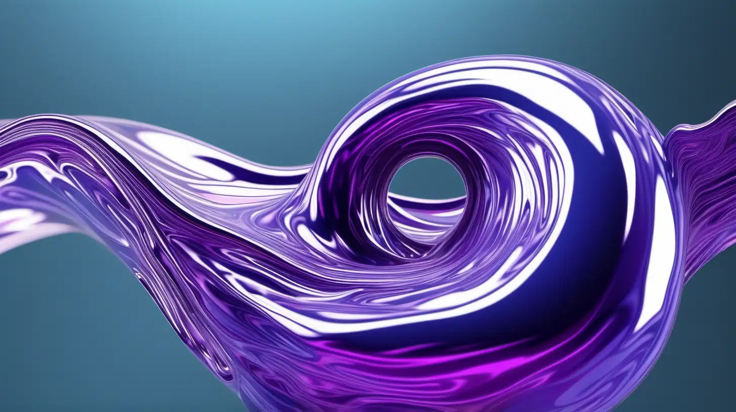 Mesmerizing 3D Metallic Fluid Swirls in Blue and Purple