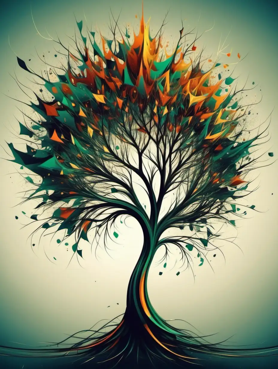 Vibrant Abstract Tree Illustration for EyeCatching Cover Art