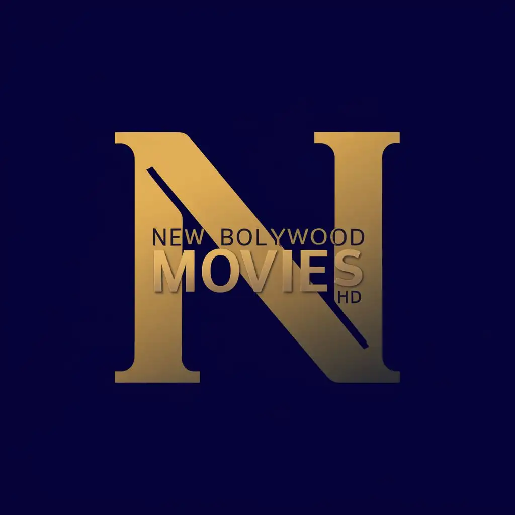logo, N, with the text "NEW BOLLYWOOD MOVIES IN HD", typography, be used in Entertainment industry