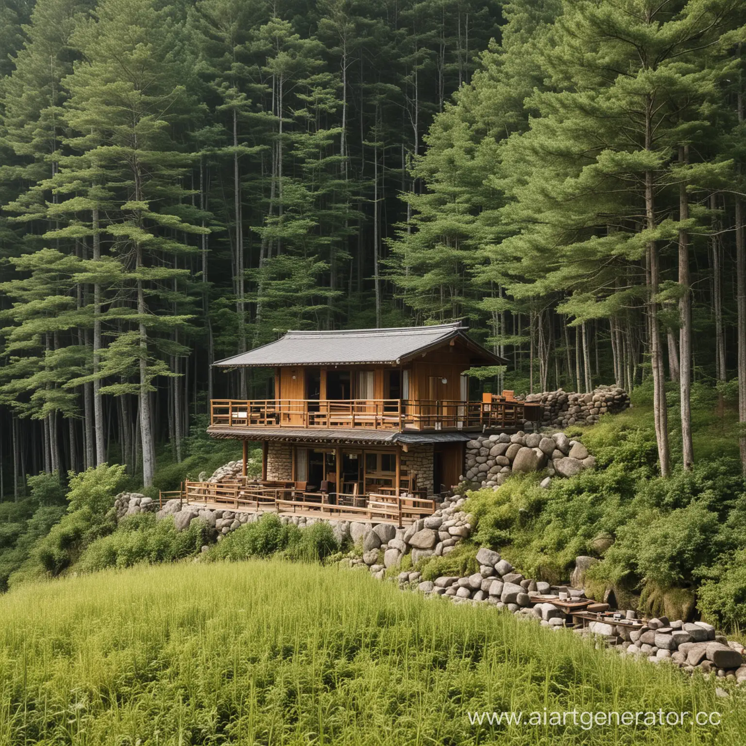 Sushi-Roll-Preparation-House-Amidst-Lush-Forest