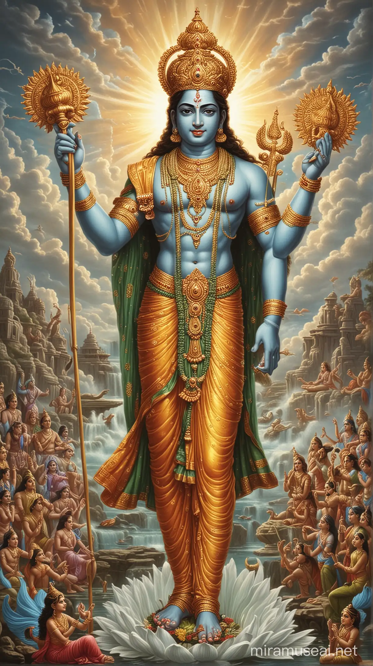 Divine Vishnu Protector and Preserver of the Universe in Traditional Indian Art