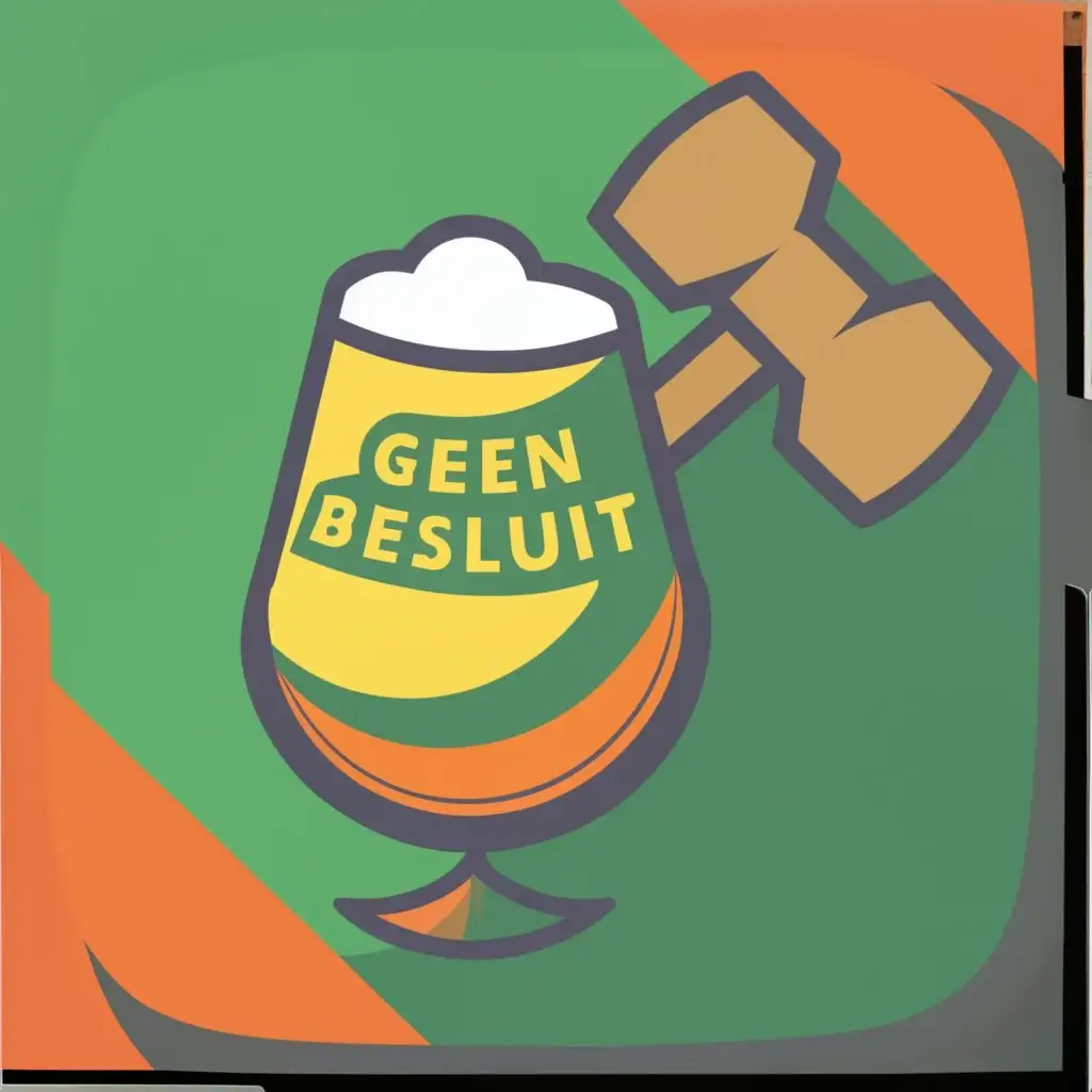 LOGO-Design-For-CV-Geen-Besluit-Vibrant-Carnival-Square-Logo-with-Beer-and-Chairmans-Hammer