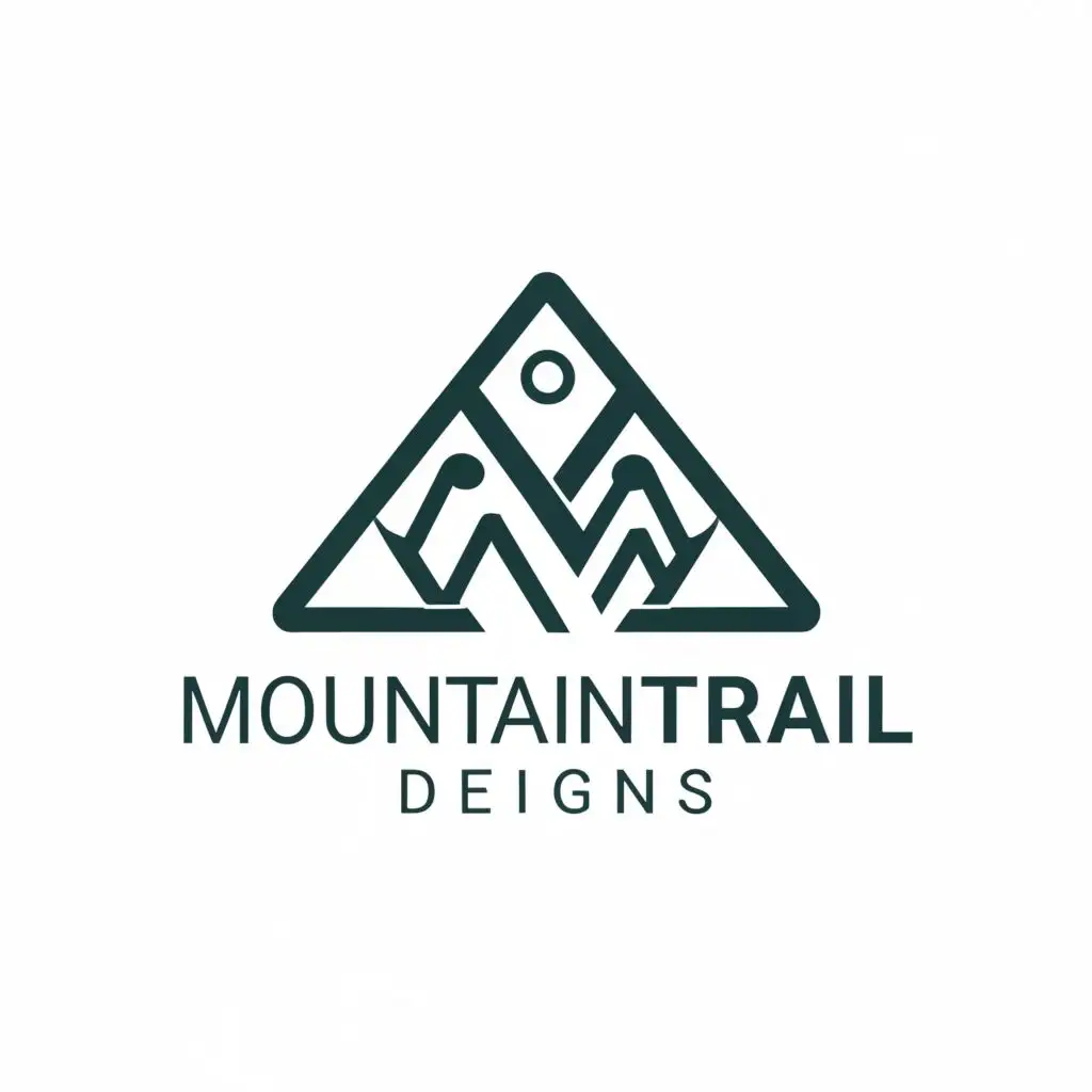 a logo design,with the text "MountainTrail Designs", main symbol:One person follow he other person in mountain logo design,Moderate,be used in Technology industry,clear background