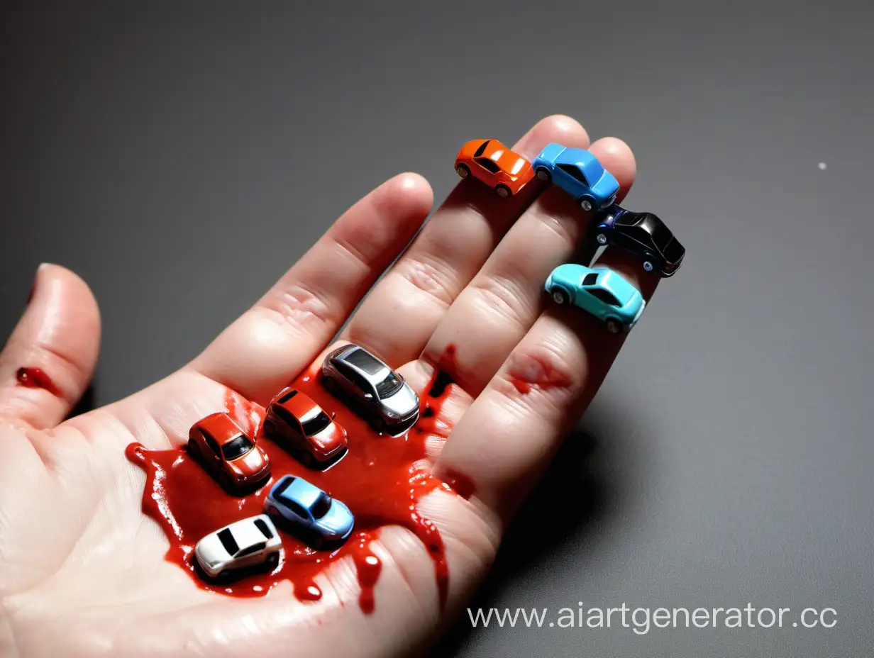 Childs-Finger-with-Miniature-Car-Accidents-Blood-and-Playtime-Mishaps