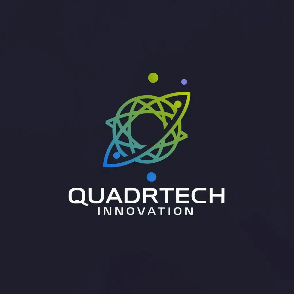 a logo design,with the text 'QuadraTech Innovation', main symbol:Click and get excess to new world,complex,be used in Technology industry,clear background