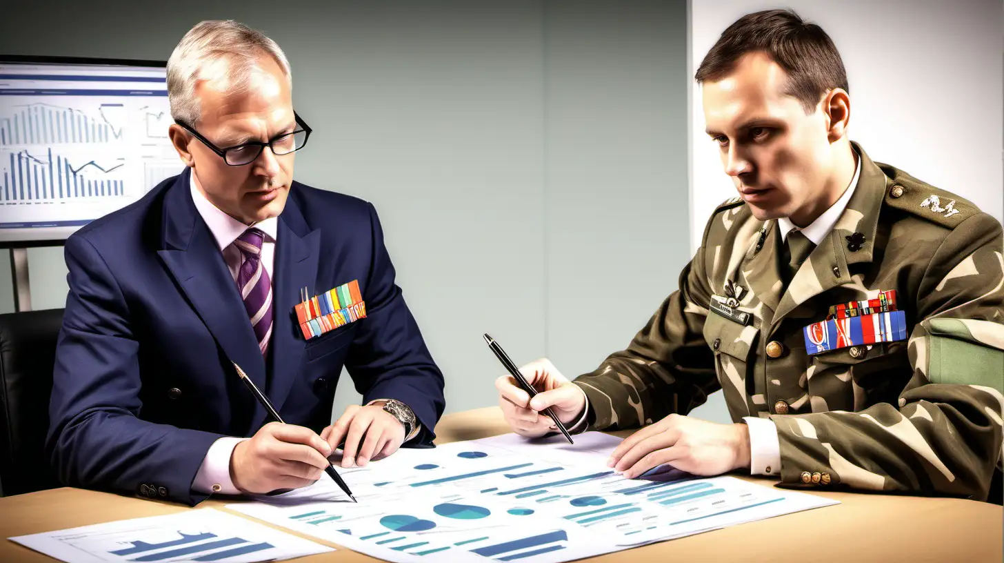 British Military Entrepreneur Strategically Analyzing Market Landscape