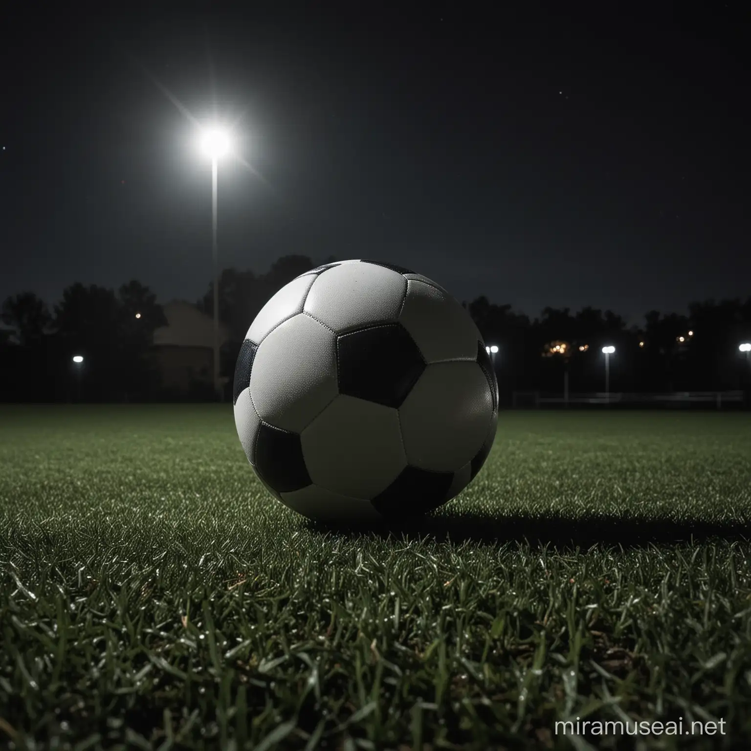 Lonely Soccer Ball on Dark Field