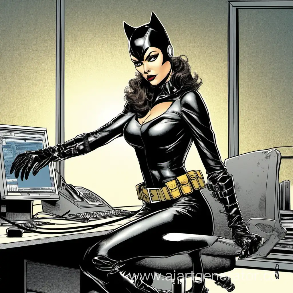 Женщина-кошка из фильма Бэтмен, которая стала партизаном и работает в технической поддержке в офисе