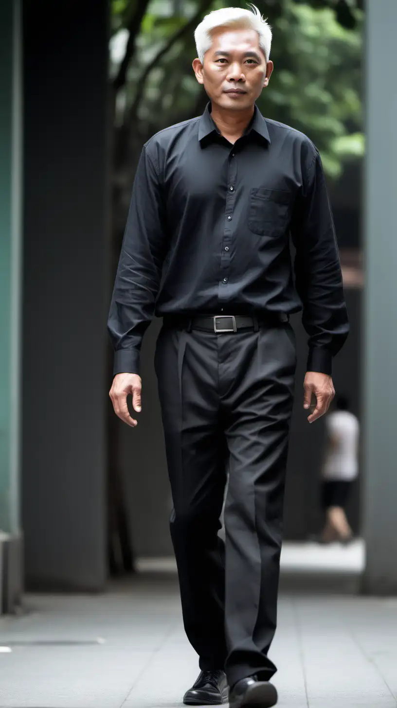 Stylish Southeast Asian Gentleman Striding Confidently