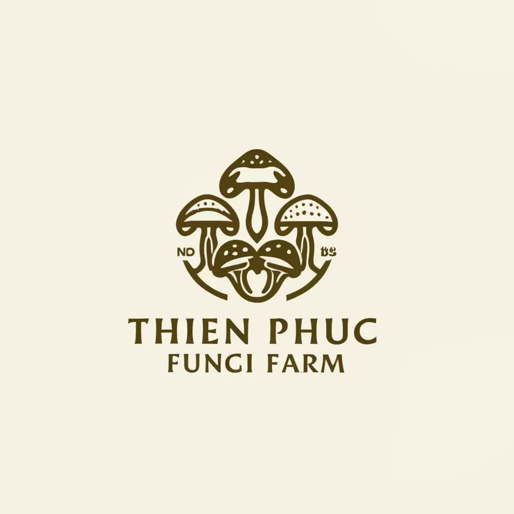 a logo design,with the text "Thien Phuc Fungi Farm", main symbol:circle mushrooms,Moderate,clear background