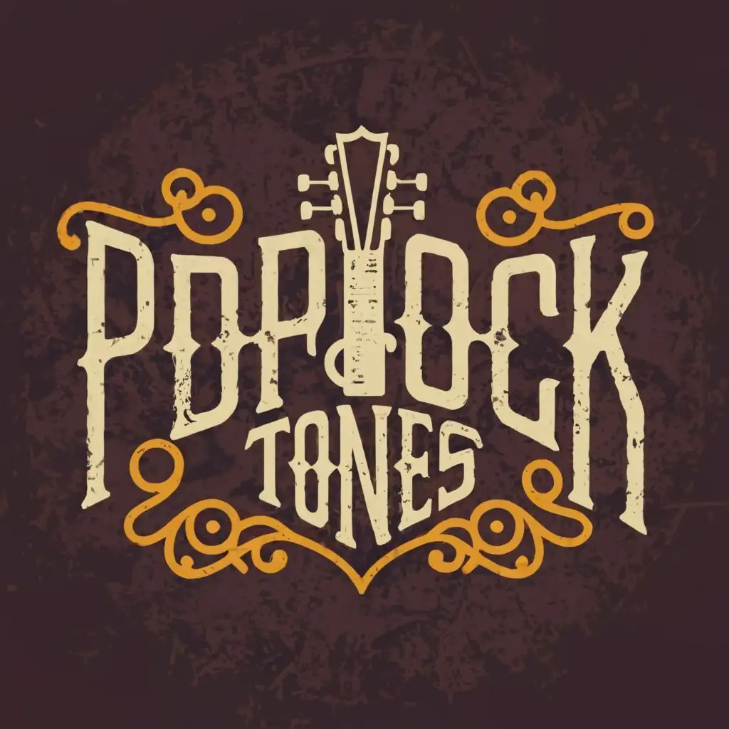 a logo design,with the text "Pop Rock Tones ", main symbol:Music drum guitar,complex,be used in Events industry,clear background