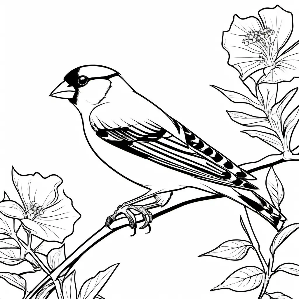 Eastern-Goldfinch-Coloring-Page-Simple-Line-Art-on-White-Background