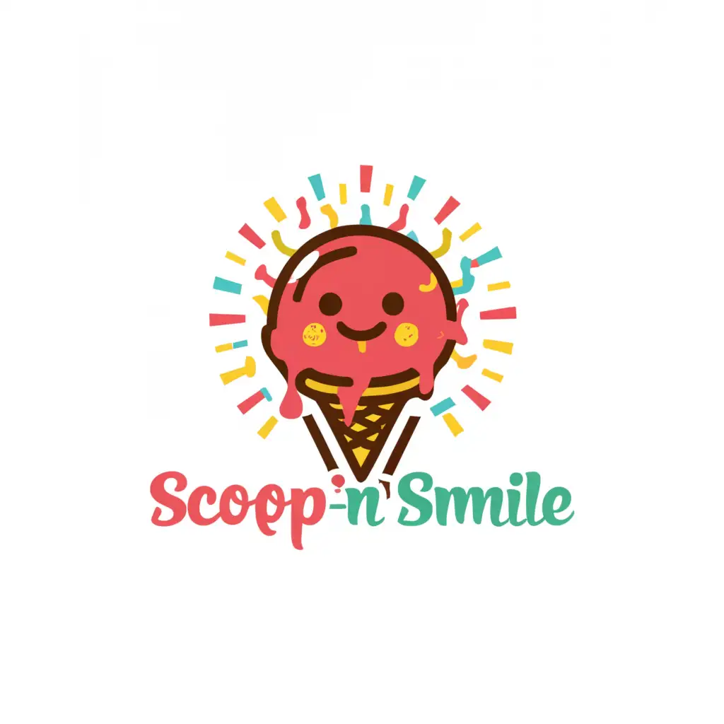 a logo design,with the text "Scoop-n-Smile", main symbol:Create a logo featuring a playful ice cream scoop with a big smiley face on top, surrounded by colorful sprinkles or toppings. The business name "Scoop-n-Smile" can be integrated creatively alongside or below the icon.,Moderate,be used in Restaurant industry,clear background