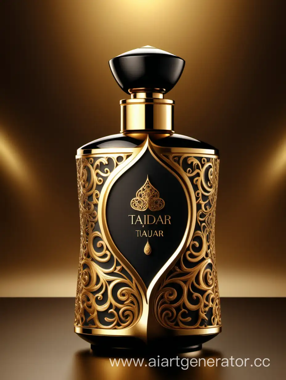 Luxurious-Perfume-TAJDAR-Box-Design-Elegant-Gold-and-Royal-Black-Packaging