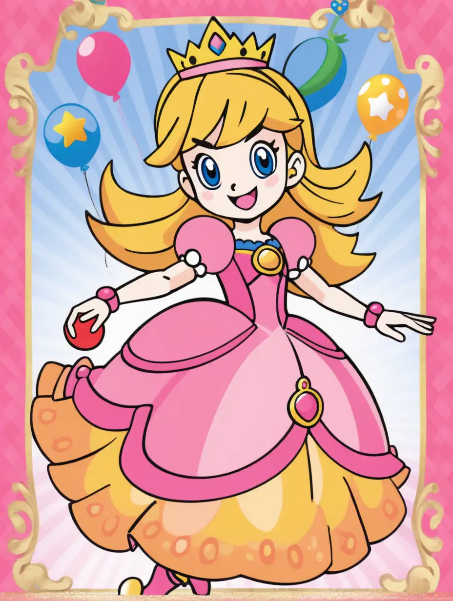 Princess Peach Party Invitation Joyful Celebration with Colorful Festivities