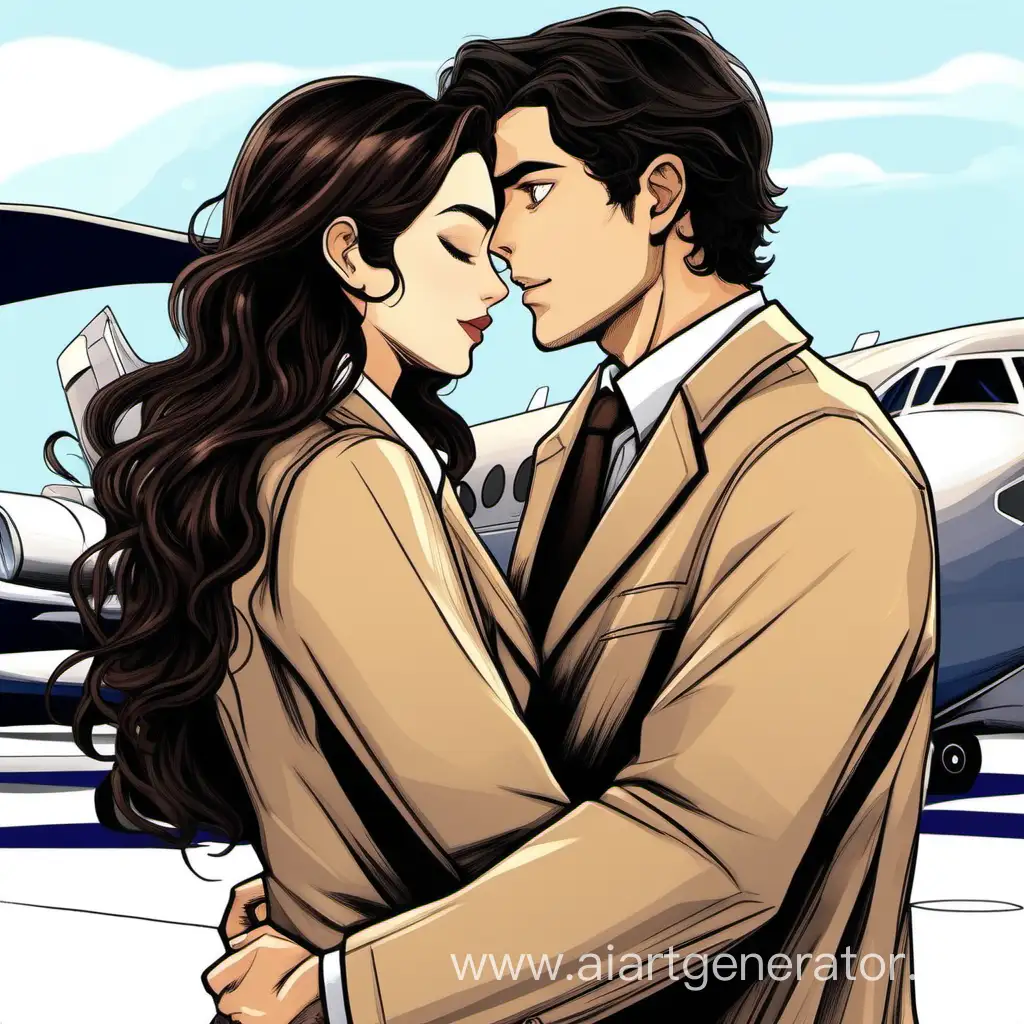Embracing-in-Formal-Attire-Man-and-Woman-Share-Intimate-Moment-at-Airport