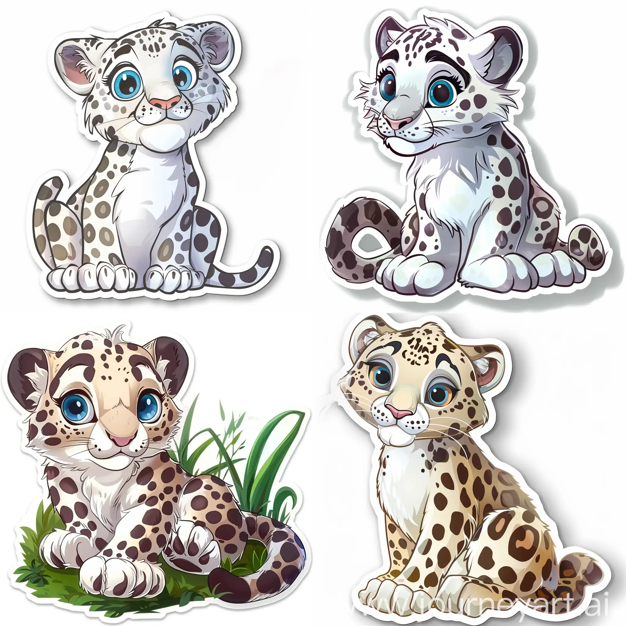 Adorable-Cartoon-Snow-Leopard-Sticker