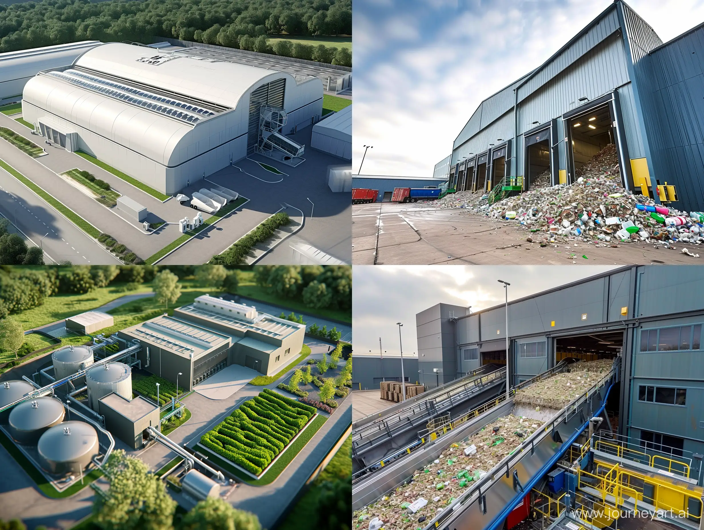 UK futuristic Recycling services provider company buildings food waste processing 