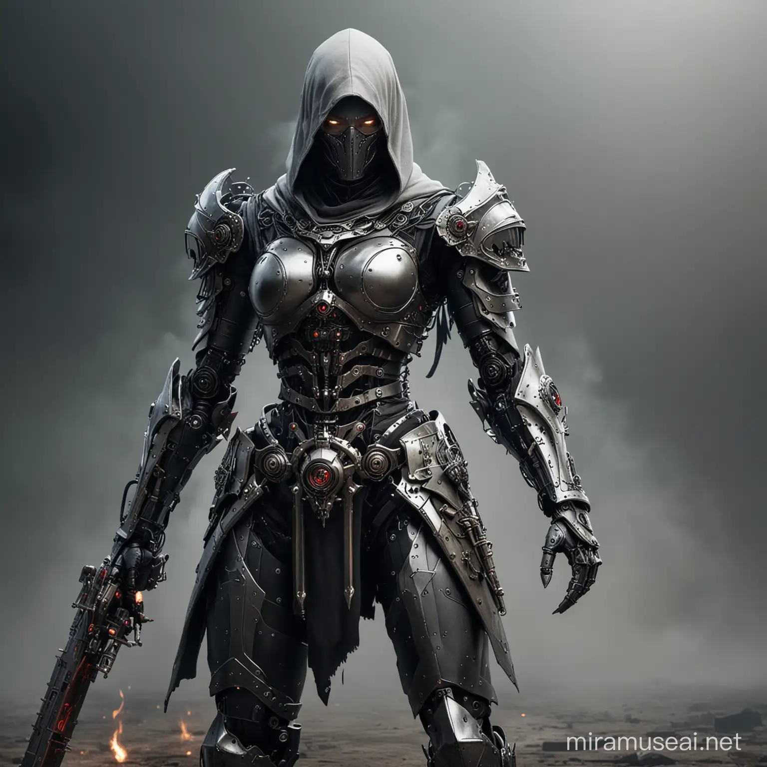 Medieval Fantasy Assassin Robot Conjuring Dark Magic