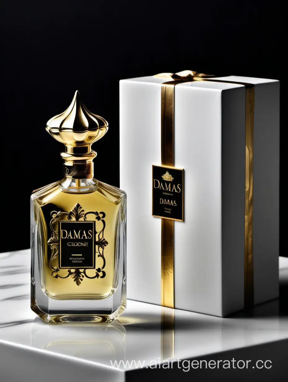 Luxurious-Damas-Cologne-Bottle-on-Baroque-Goldenlined-Box