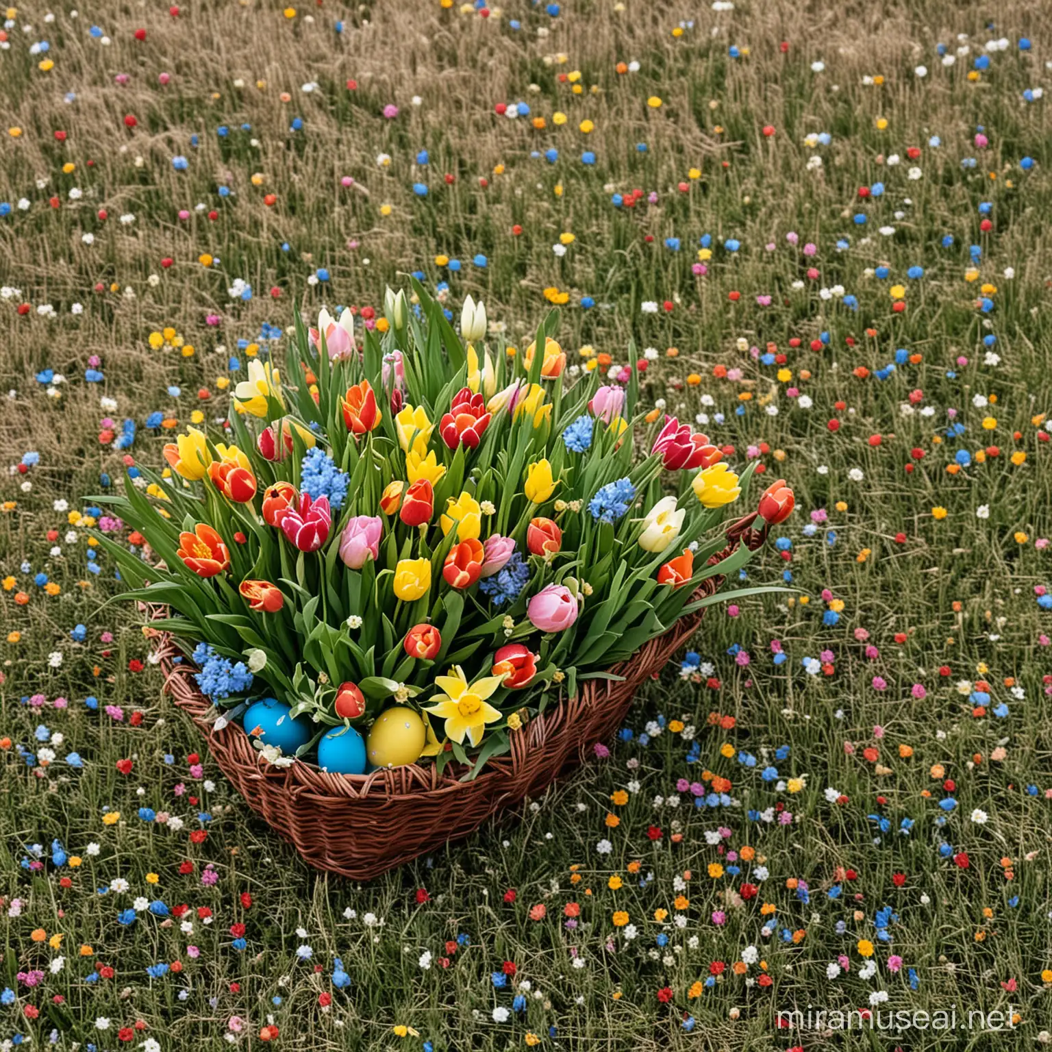 Colorful Easter Celebration with Traditional Slovakian Flowers