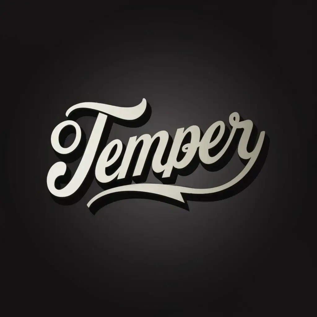 logo, An in a luxury 3d style text in black and white, with the text "temper", typography, be used in Entertainment industry