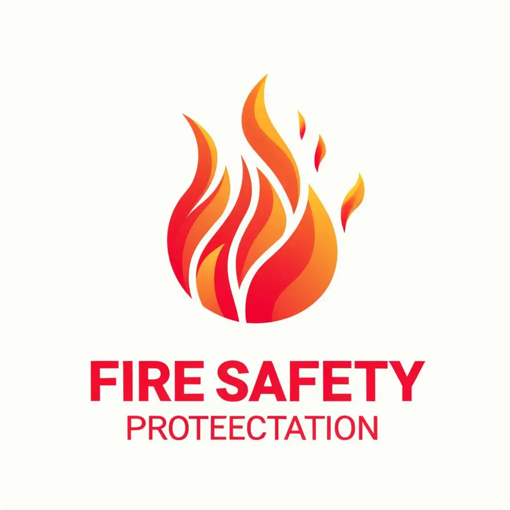 logo, In the center of the logo, there's a stylized flame depicted in vibrant shades of red and orange, symbolizing fire safety and prevention. The flame is curved slightly to convey movement and dynamism.

Surrounding the flame, there's a circular border representing protection and management. This border can be solid or have a thin outline, depending on the desired style.

Within the circular border, the company name "UK Fire and Safety Management Services Ltd" is prominently displayed in bold, uppercase letters. The typography is clean and modern, ensuring readability and professionalism.

Beneath the company name, a tagline such as "Ensuring Safety First" or "Your Safety Partner" can be included in smaller font size to further reinforce the company's mission and values.

The color scheme includes red for the flame to signify urgency and fire, blue for the circular border to represent reliability and trust, and white for the text to convey cleanliness and professionalism.

The overall composition should be balanced and well-proportioned, with clear hierarchy to ensure the company name stands out as the focal point of the logo., with the text "fire protection", typography, be used in Construction industry