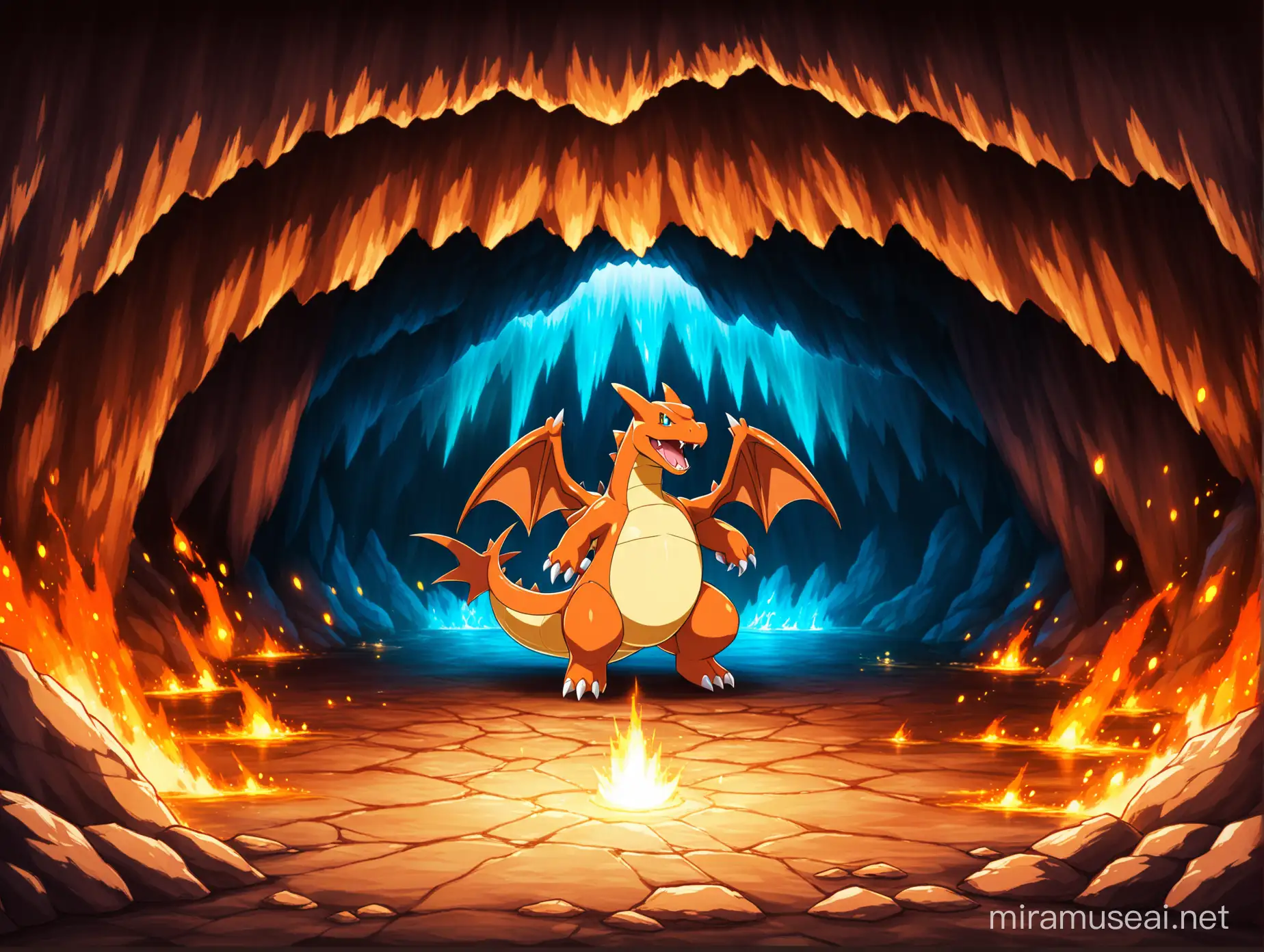 Pokemon Charizard background inside the cave