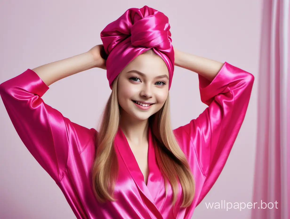 Glamorous-Portrait-of-Young-Yulia-Lipnitskaya-in-Pink-Silk-Robe-and-Towel-Turban