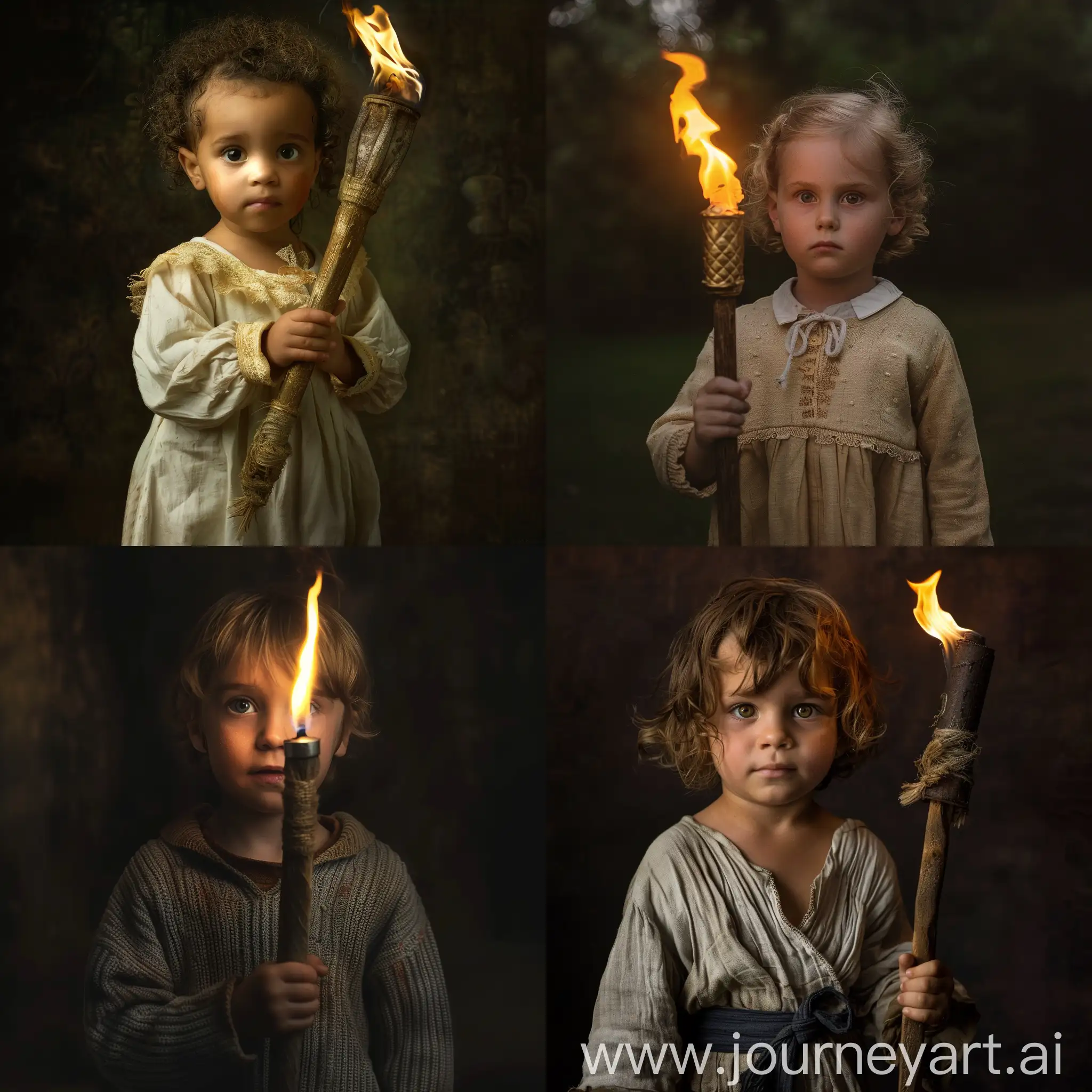 صورة لطفل صغير يحمل شعلة
