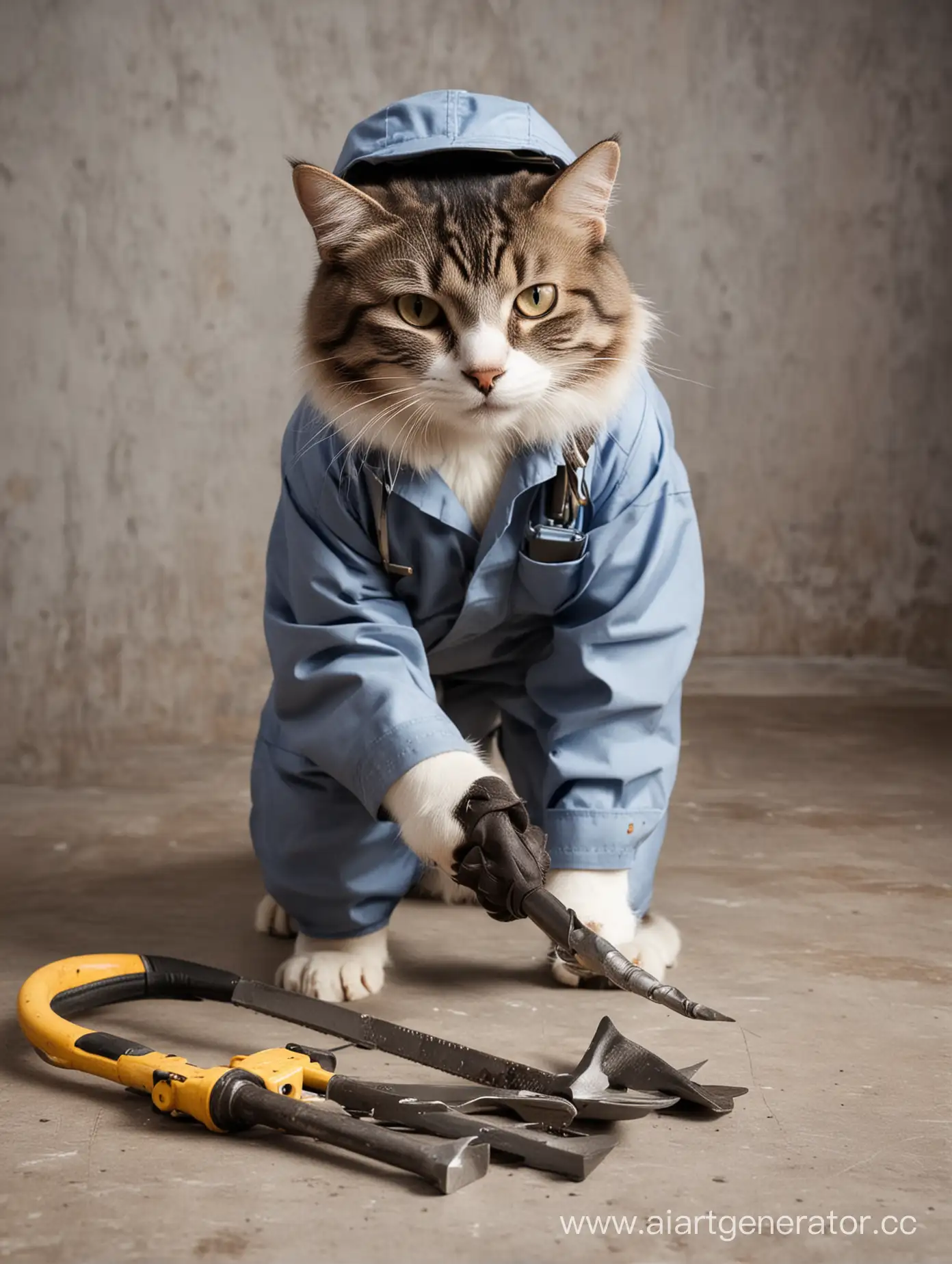 Cat-Using-Tool-in-Workers-Suit