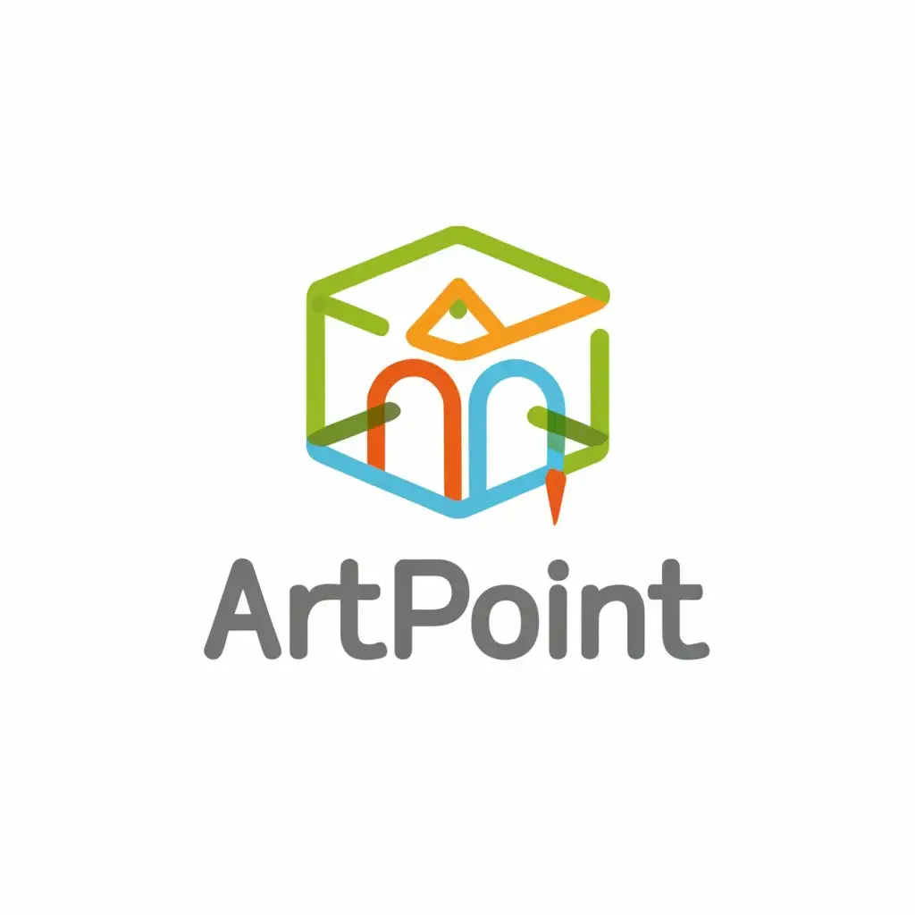 a logo design, with the text 'art point', main symbol: children's gallery with educational program/interactive content, Minimalistic, to be used in Education industry, clear background