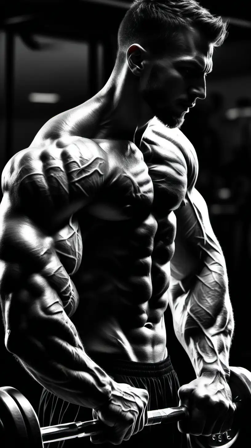 Empowering Gym Motivation Strong Man in Black and White