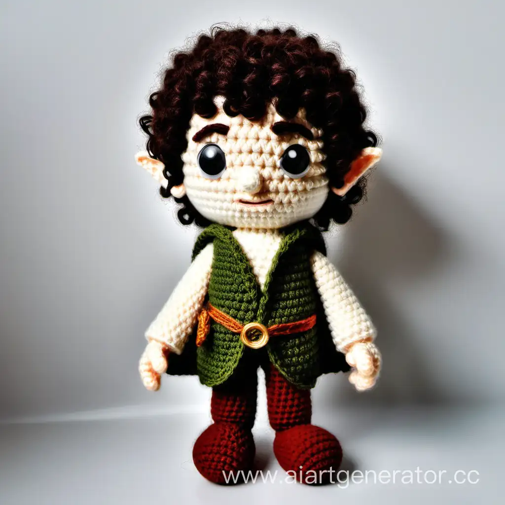 Handcrafted-FullHeight-Crocheted-Frodo-Hobbit-Lord-of-the-Rings-Inspired-Toy