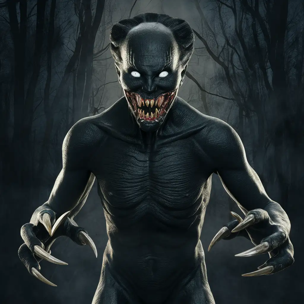 Terrifying-ThreeMeter-Black-Creature-with-White-Eyes-and-Sharp-Teeth