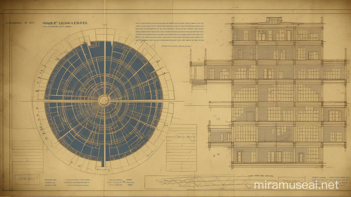 Historic House of Leaves Blueprints on Aged Paper