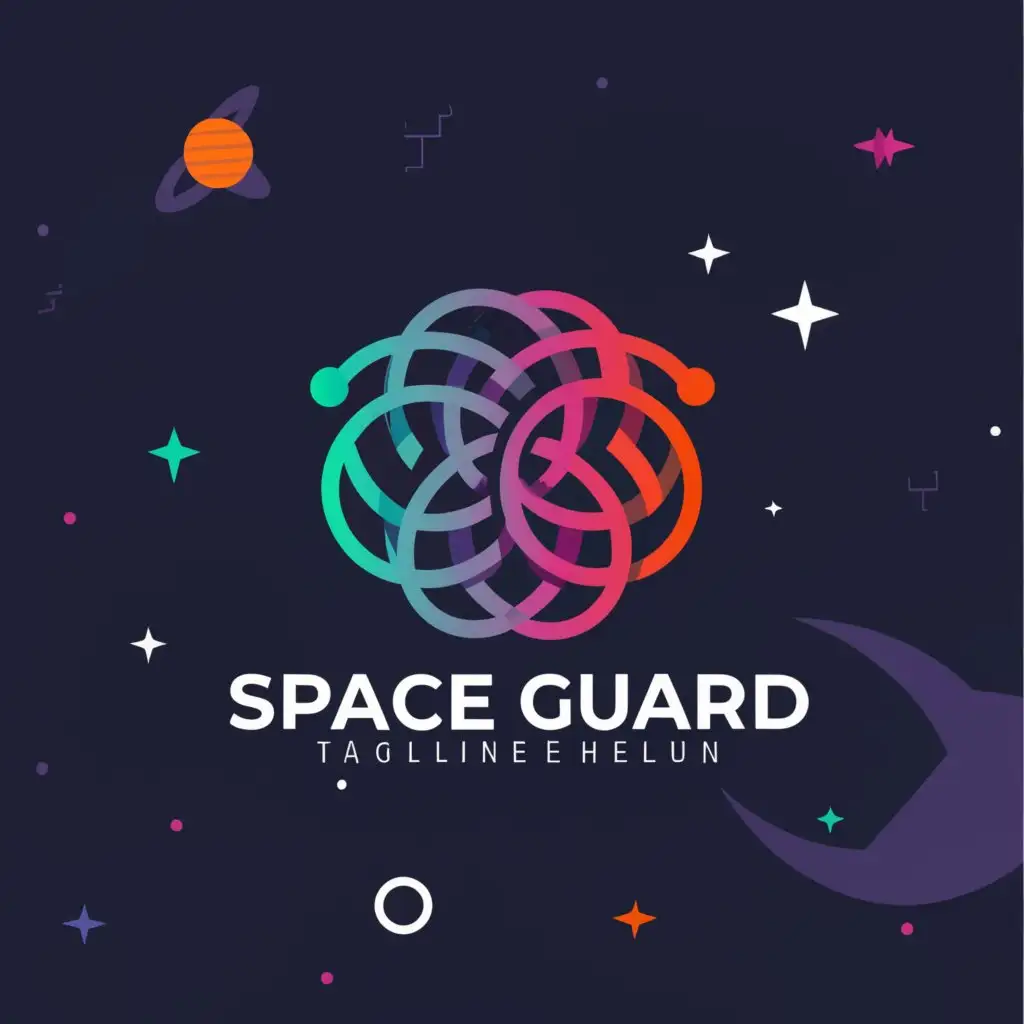 a logo design,with the text "Space guard", main symbol:Cosmic,complex,be used in Internet industry,clear background