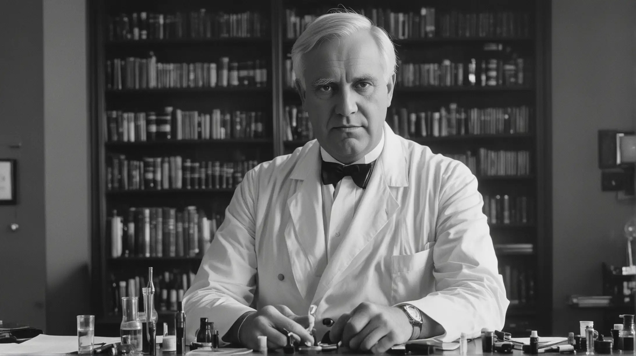 Scientist Alexander Fleming Discovering Penicillin in Laboratory