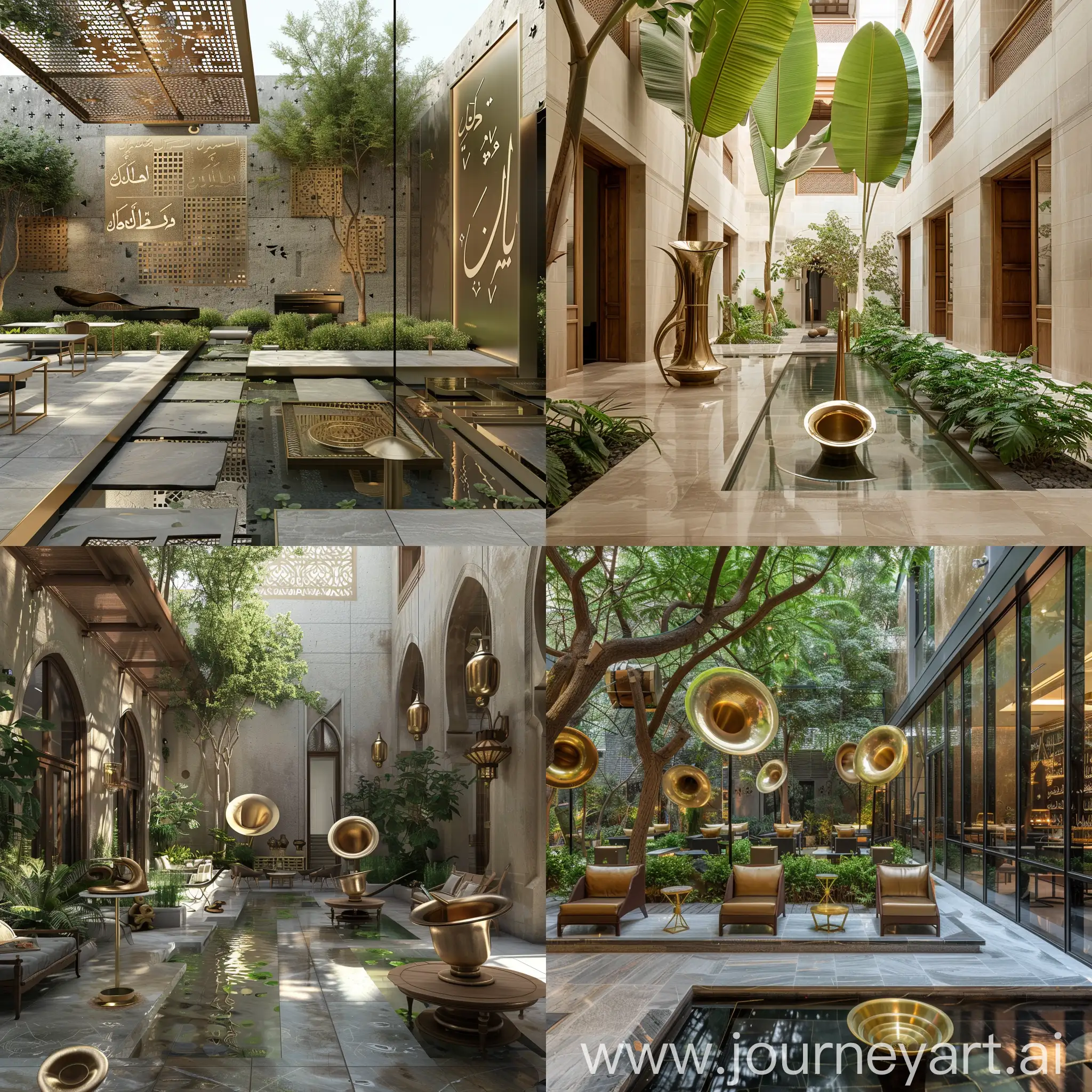 Tranquil-Arabic-Music-Garden-with-Brass-Accents-and-Water-Features
