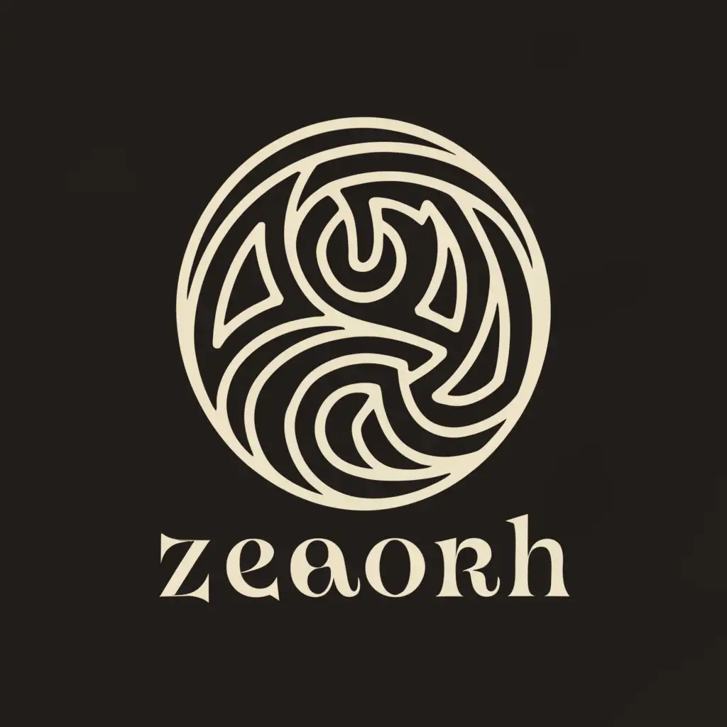 a logo design,with the text "Zeaorah", main symbol:Polynesian maori tribal swirl tattoo design in a circle with Zeaorah in the middle, must have definite defined lines in the design, clear swirls,Moderate,clear background