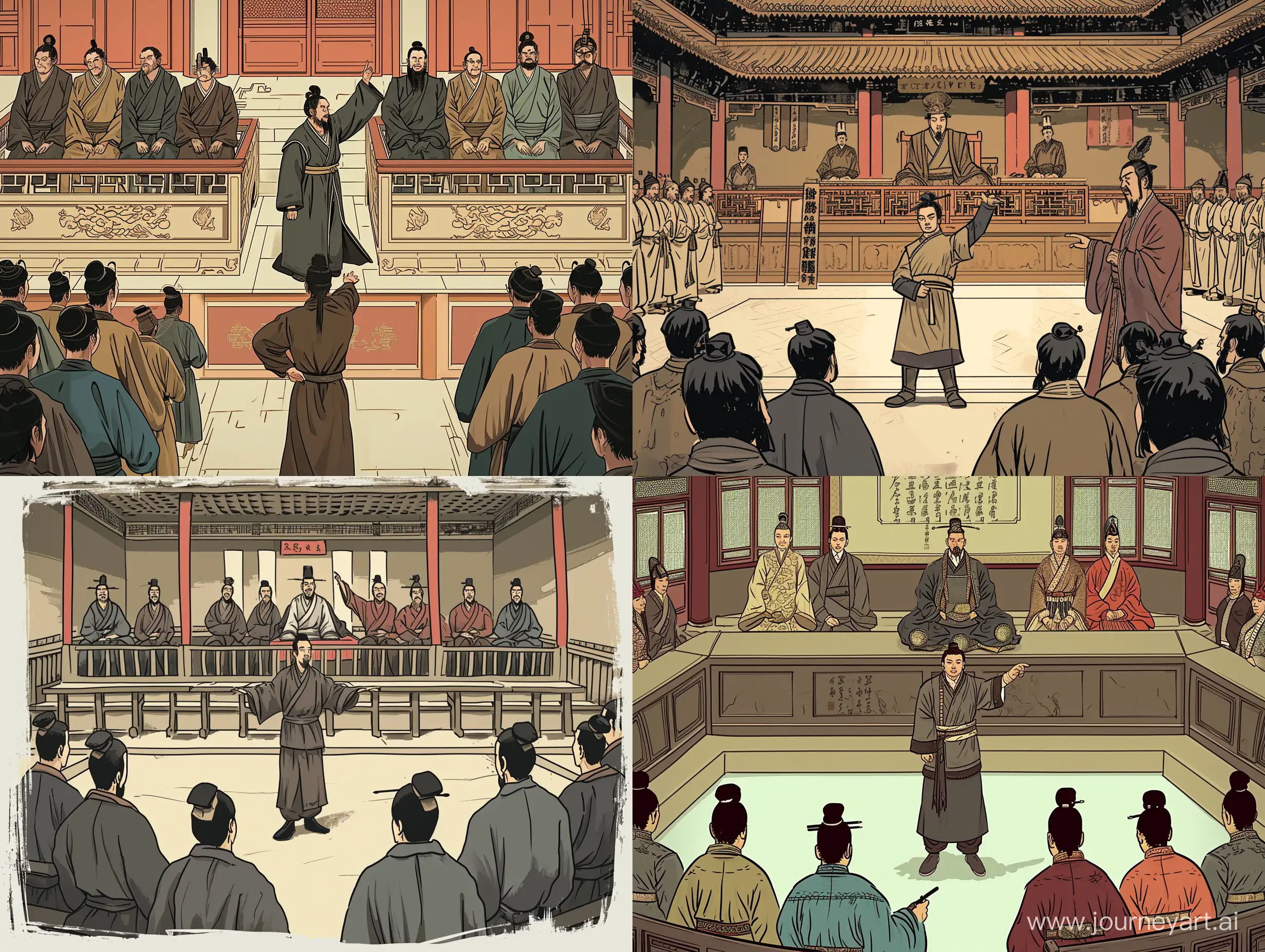Emperor-and-Ministers-in-Majestic-Chinese-Court-Illustration