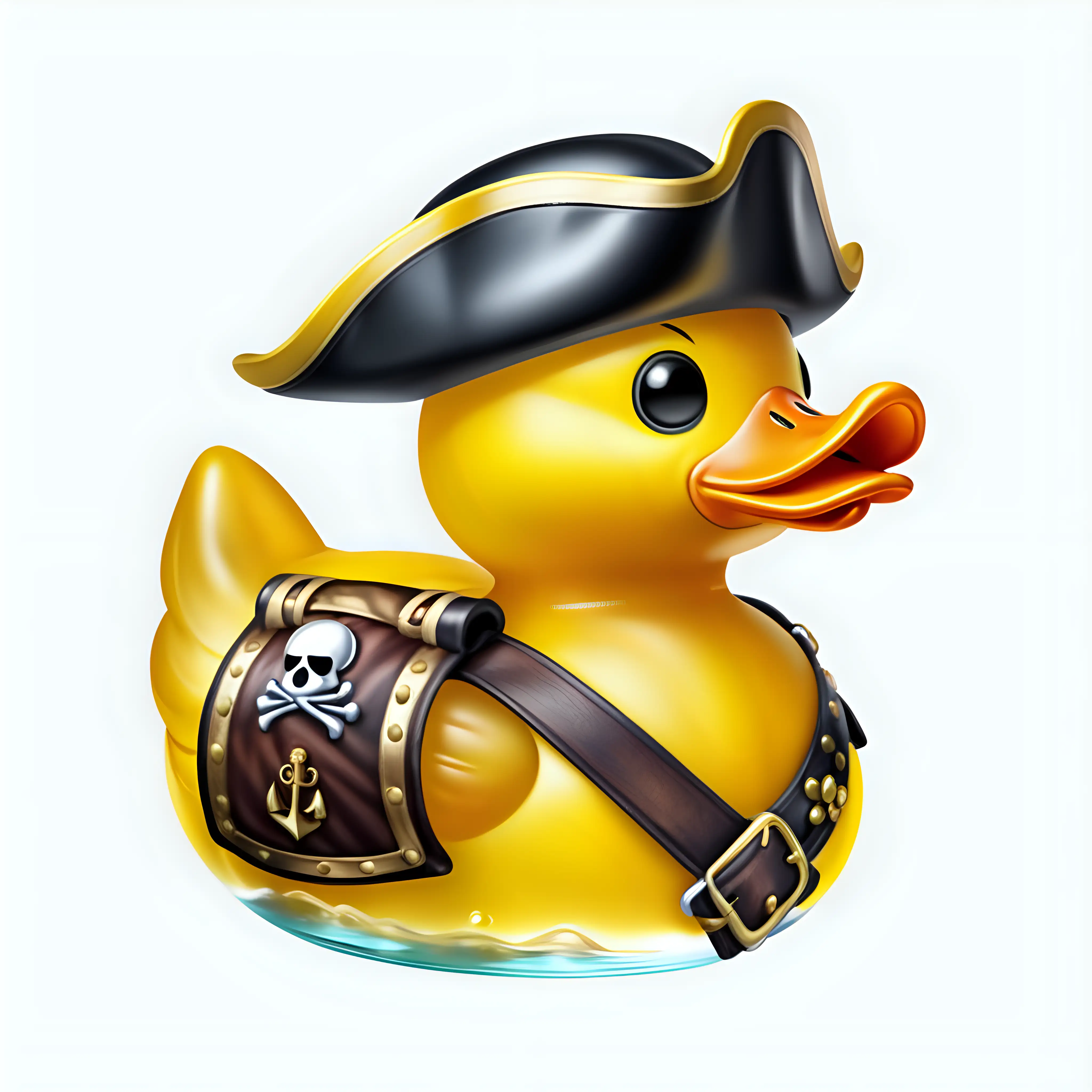 Yellow rubber duck as a pirate on a transparent background