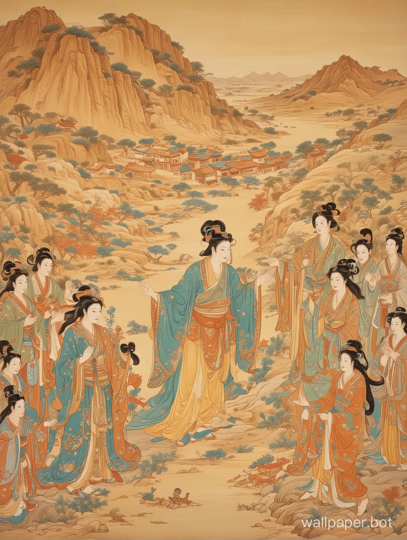 Dunhuang, characters, scenery, tradition, painting,