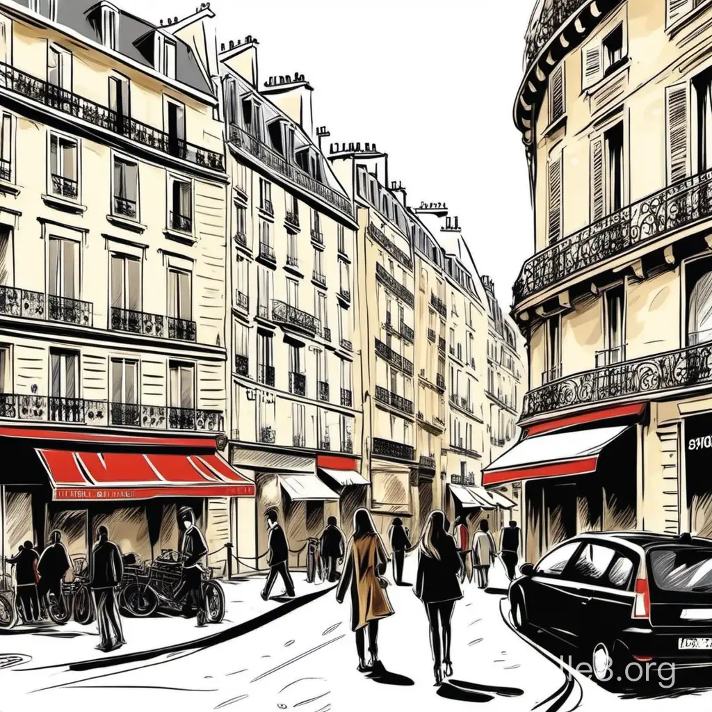 In the streets of Paris. Ilustration. 