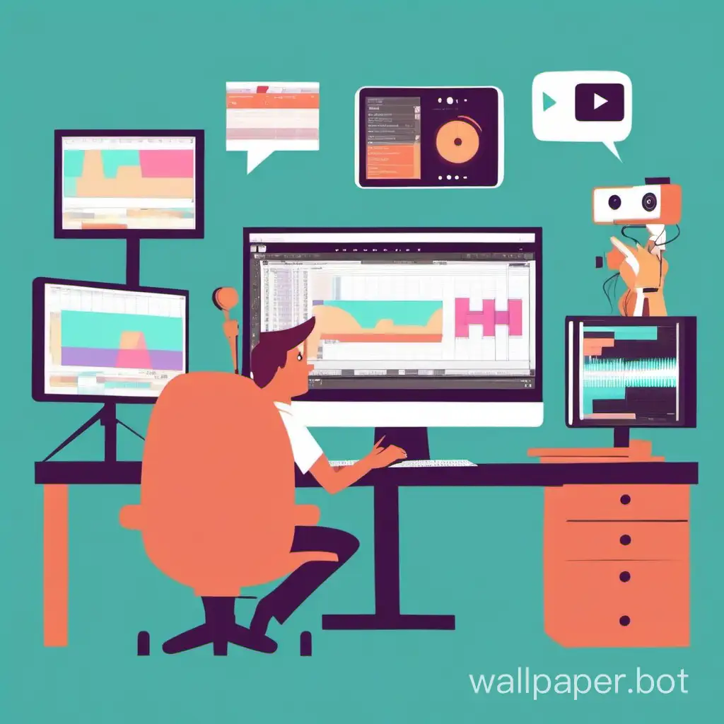 Business flat illustration about video editing